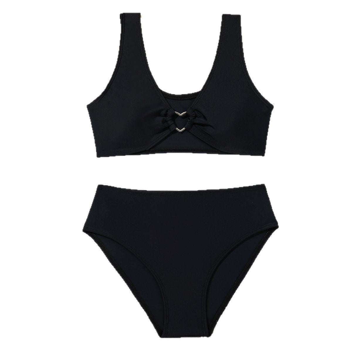 Girls' Split High Waist Medium And Large Children's Swimsuit With Chest Pad
