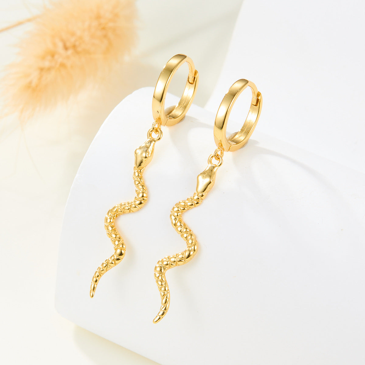 S925 Sterling Silver Small Animal Snake Tassel Earrings