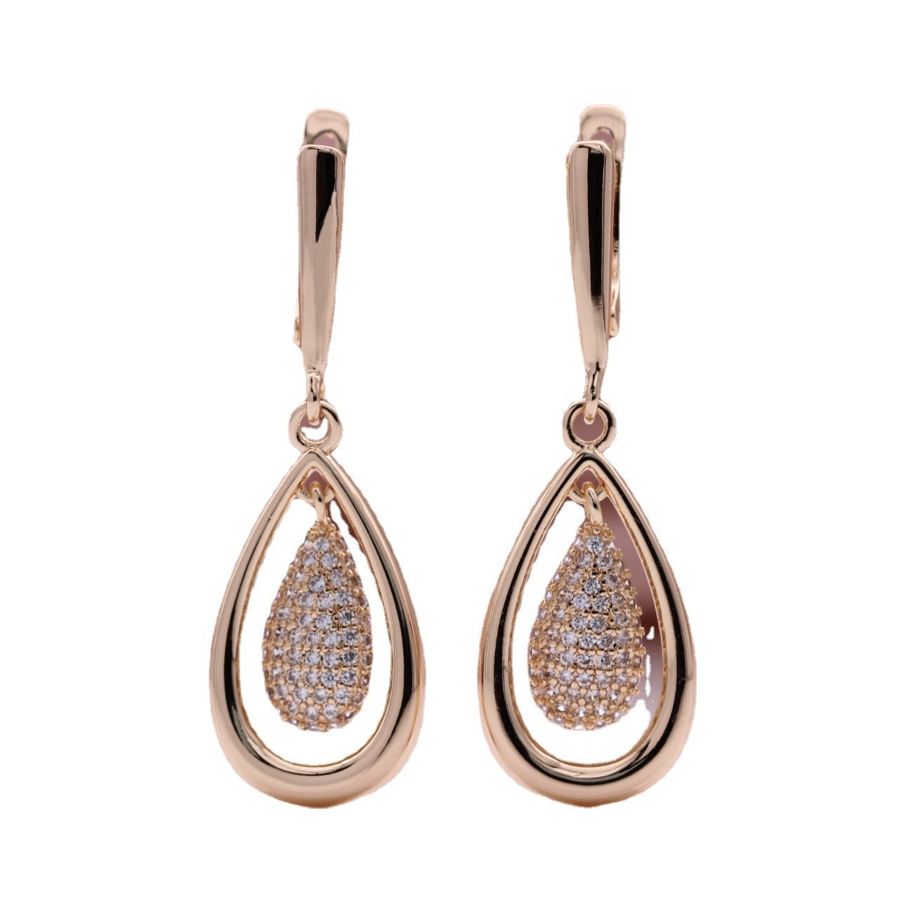 Water Drop Geometry Pine Cone Zircon Earrings