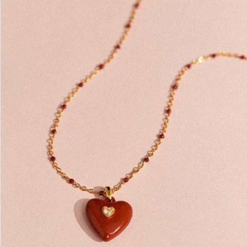 French Love Enamel Pendant Necklace Light Luxury Temperament High Sense