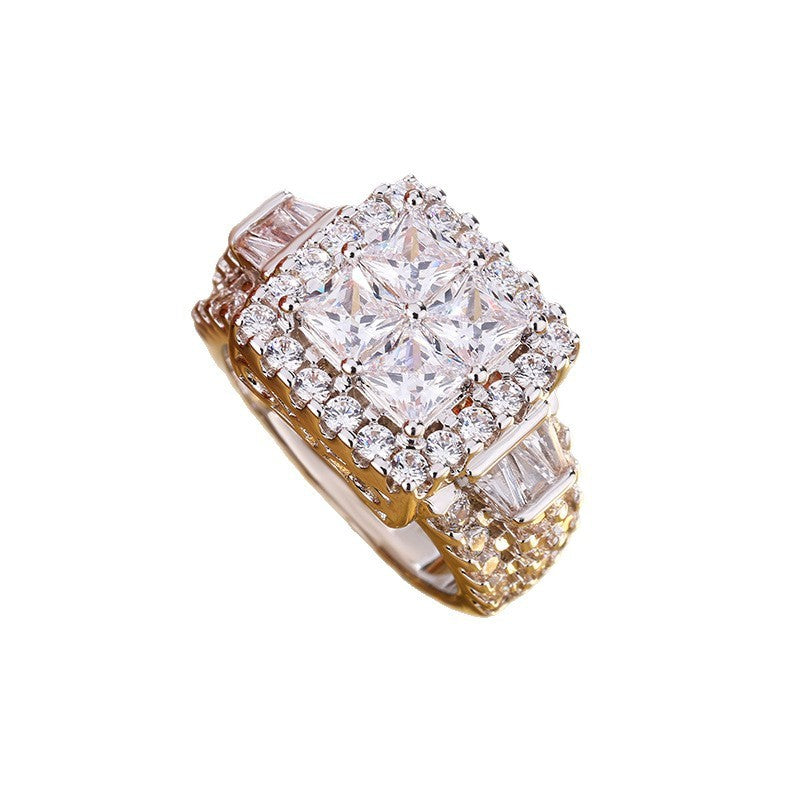 Women's Imitation Sterling Silver Full Diamond Imitation Moissanite Index Finger Ring